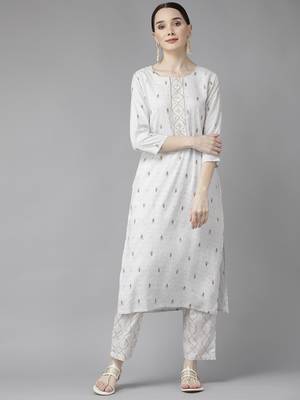 White printed rayon ethnic-kurtis 1