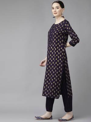 Blue printed rayon ethnic-kurtis 2
