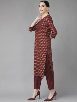 Maroon printed rayon ethnic-kurtis 2