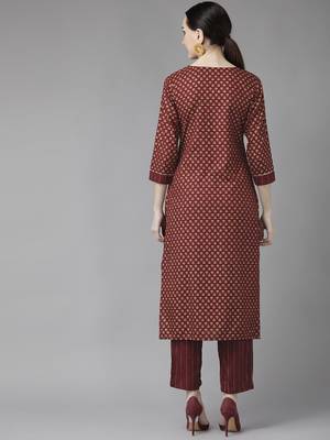 Maroon printed rayon ethnic-kurtis 3