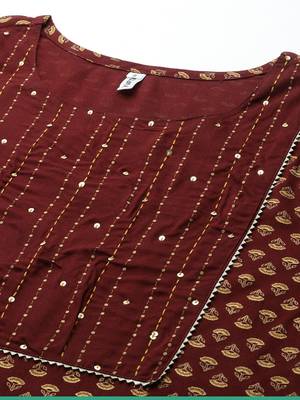 Maroon printed rayon ethnic-kurtis 4