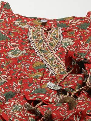 Red printed cotton ethnic-kurtis 4