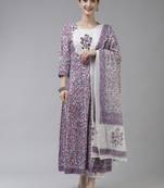 Lavender printed cotton ethnic-kurtis