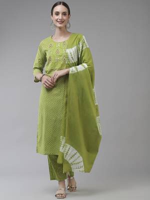 Green printed cotton ethnic-kurtis 1