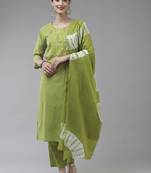 Green printed cotton ethnic-kurtis