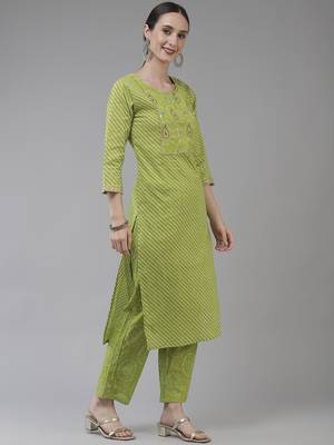 Green printed cotton ethnic-kurtis 2