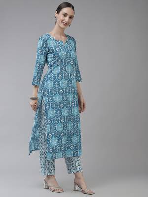 Blue printed cotton ethnic-kurtis 2