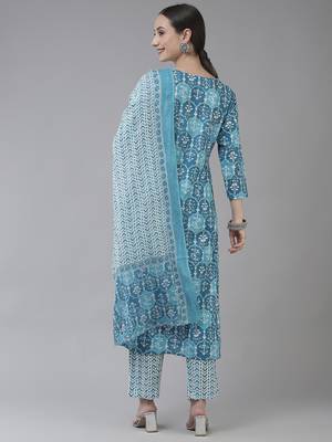 Blue printed cotton ethnic-kurtis 3