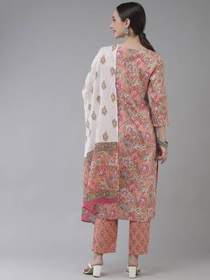 Peach printed cotton ethnic-kurtis 3