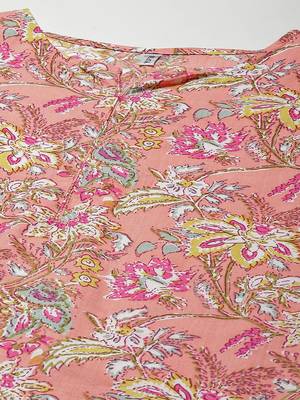 Peach printed cotton ethnic-kurtis 4