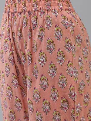 Peach printed cotton ethnic-kurtis 5