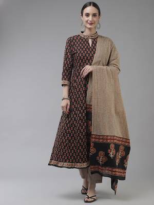 Black printed cotton ethnic-kurtis 1