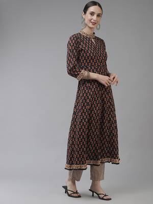 Black printed cotton ethnic-kurtis 2