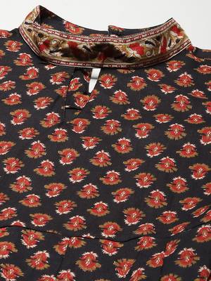 Black printed cotton ethnic-kurtis 4
