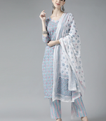 Blue printed cotton ethnic-kurtis