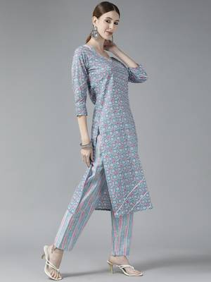 Blue printed cotton ethnic-kurtis 2