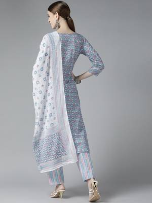 Blue printed cotton ethnic-kurtis 3