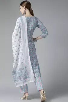 Blue printed cotton ethnic-kurtis