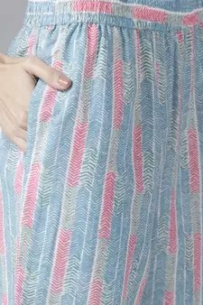 Blue printed cotton ethnic-kurtis