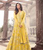 Fashion Kreza Women's Net Anarkalii Gown with Dupatta