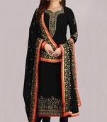 Black Georgette Kurta and Churidar Set with Dupatta