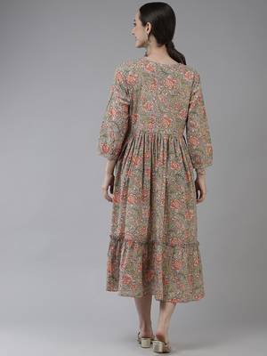 Multicolor printed cotton long-dresses 3
