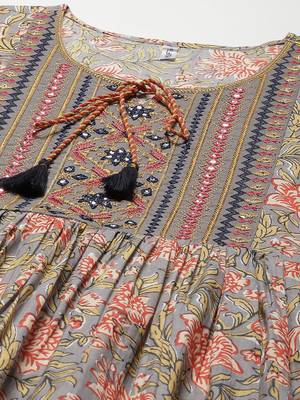 Multicolor printed cotton long-dresses 4