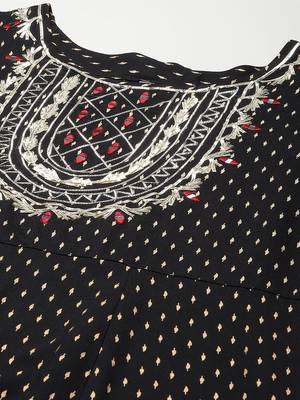 Black printed viscose rayon long-dresses 4