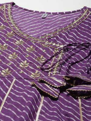 Purple embroidered cotton long-dresses 4