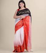 RED & WHITE Cotton Silk Hand Woven  Jamdani Handloom Linen   Saree