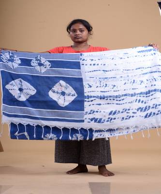 BLUE & WHITE  HANDLOOM  Hand Woven  Jamdani Saree 2