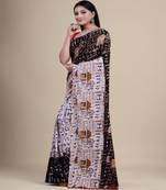 BLACK & WHITE  HANDLOOM  Hand Woven  Jamdani Saree