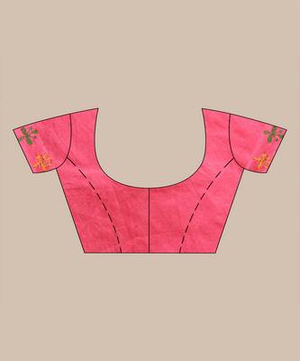 PINK & MULTI KATHA STITCH Hand Woven   Handloom  Saree. 4