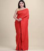 RED & GOLDEN ZORI  PURE COTTON  Silk Hand Woven Tant Jamdani  Handloom   Saree