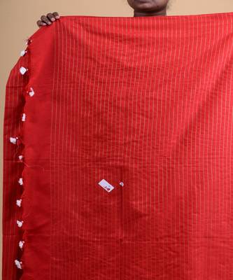 RED & GOLDEN ZORI  PURE COTTON  Silk Hand Woven Tant Jamdani  Handloom   Saree 3