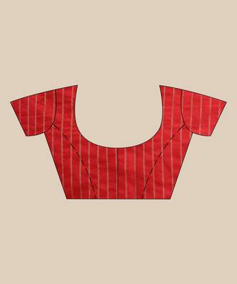 RED & GOLDEN ZORI  PURE COTTON  Silk Hand Woven Tant Jamdani  Handloom   Saree 4