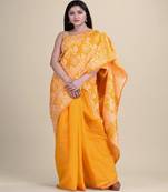 YELLOW & GOLDEN BANGLADESHI JAMDANI Silk Hand Woven Tant  Handloom  Saree.