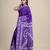 PURPLE & WHITE  GUJRATI KATHA STITCH Hand Woven Tant  Handloom  Saree.