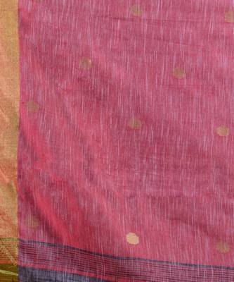 GREY & RED  HANDLOOM  Hand Woven Silk  Jamdani Saree. 4