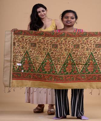 GREEN,GOLDEN & MULTI   HANDLOOM  Hand Woven Silk  Jamdani Saree. 2