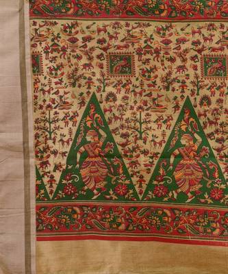 GREEN,GOLDEN & MULTI   HANDLOOM  Hand Woven Silk  Jamdani Saree. 4