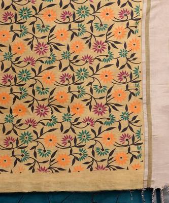 DEEP GREEN & GOLDEN   HANDLOOM  Hand Woven Silk  Jamdani Saree. 4