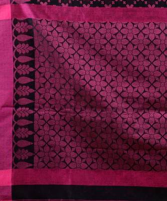 BLACK & PINK   HANDLOOM  Hand Woven Silk  Jamdani Saree. 4