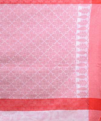 WHITE & RED   HANDLOOM  Hand Woven Silk  Jamdani Saree. 4