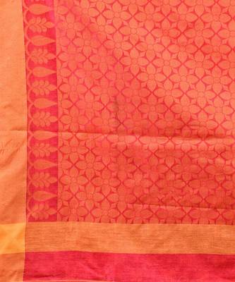 DEEP PINK & YELLOW   HANDLOOM  Hand Woven Silk  Jamdani Saree. 4