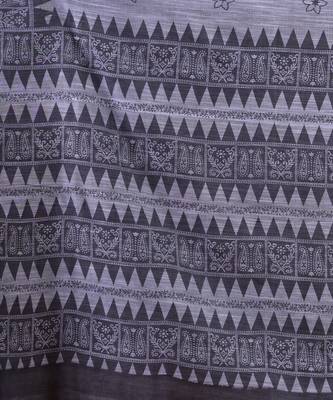 GREY & BLACK   HANDLOOM  Hand Woven Silk  Jamdani Saree. 4