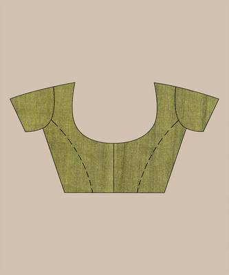 OLIVE GREEN & GREY   HANDLOOM  Hand Woven Silk  Jamdani Saree. 3
