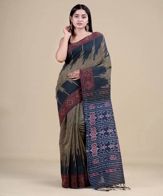 PISTA GREEN & GREY   HANDLOOM  Hand Woven Silk Tant Jamdani Saree. 1