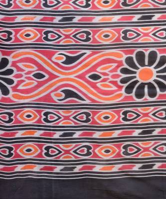 WHITE,RED & BLACK   HANDLOOM  Hand Woven Silk Tant Jamdani Saree. 4