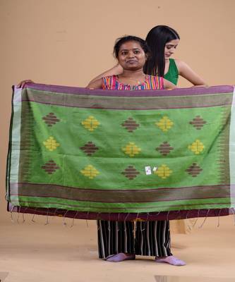 PURPLE & GREEN  HANDLOOM Hand Woven Tissue Jamdani Silk   Saree. 2
